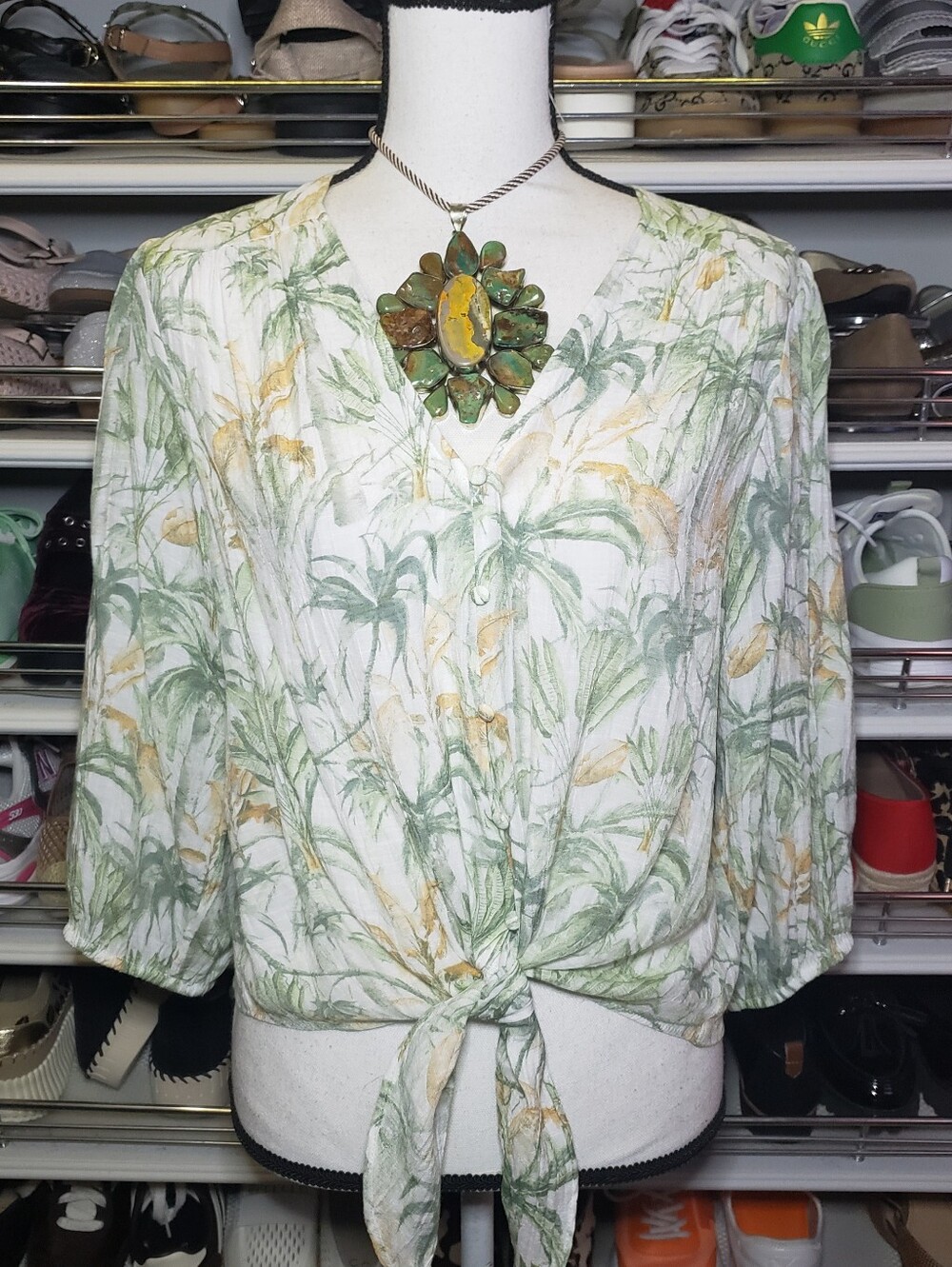 C by One Tropical Floral Tie-Front Blouse